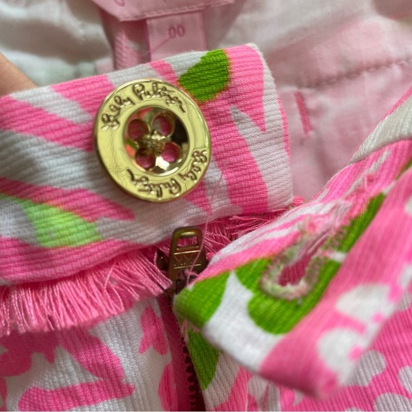 Lilly Pulitzer Pink Sunset Home Slice Adie Short Size 00 EUC! Pink White      10 - Picture 7 of 7
